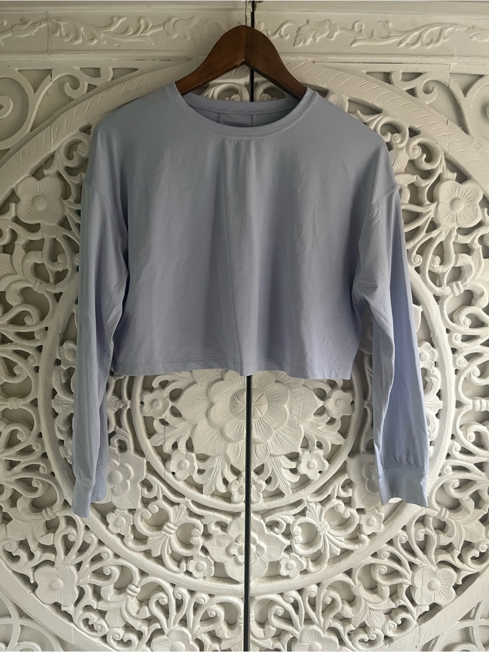 Lululemon Light Lavender Cropped Long Sleeve Training Top Large